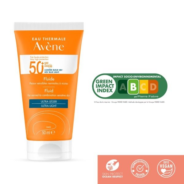 avene very high protection SPF 50 sunscreen fluid for normal to combination sensitive skin sunscreen