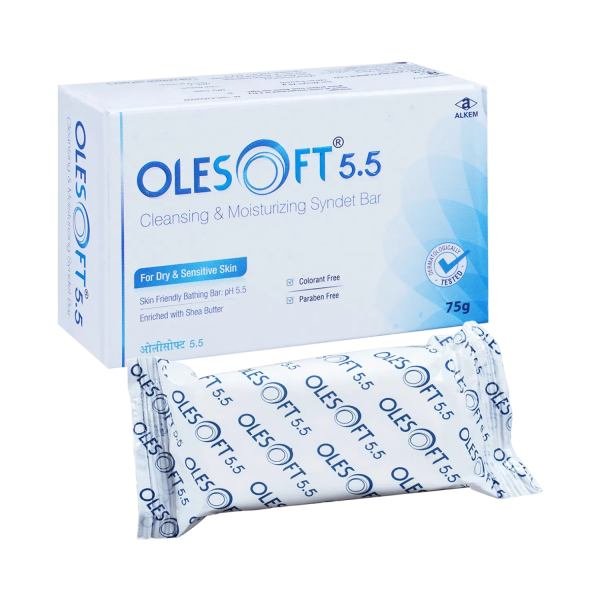 olesoft 5.5 cleansing & moisturizing syndet bar 75gm face soap
