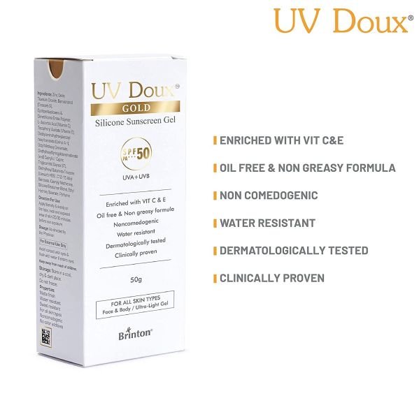 UV Doux Gold Silicone Sunscreen Gel SPF 50 PA+++ sunscreen